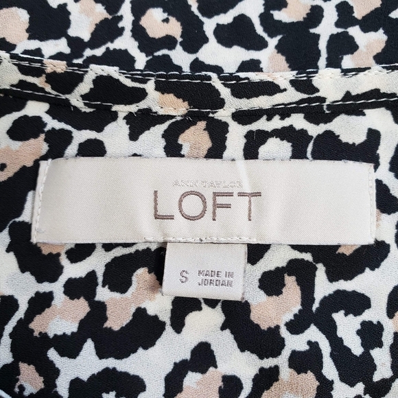 LOFT | Leopard Animal Print Long Sleeve Blouse S - Picture 6 of 7
